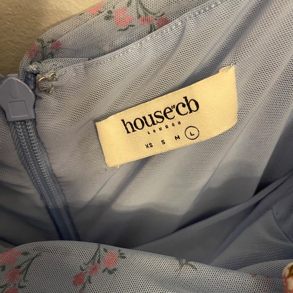 House of CB Blue Floral Ruched Midi Dress - Picture 7 of 7